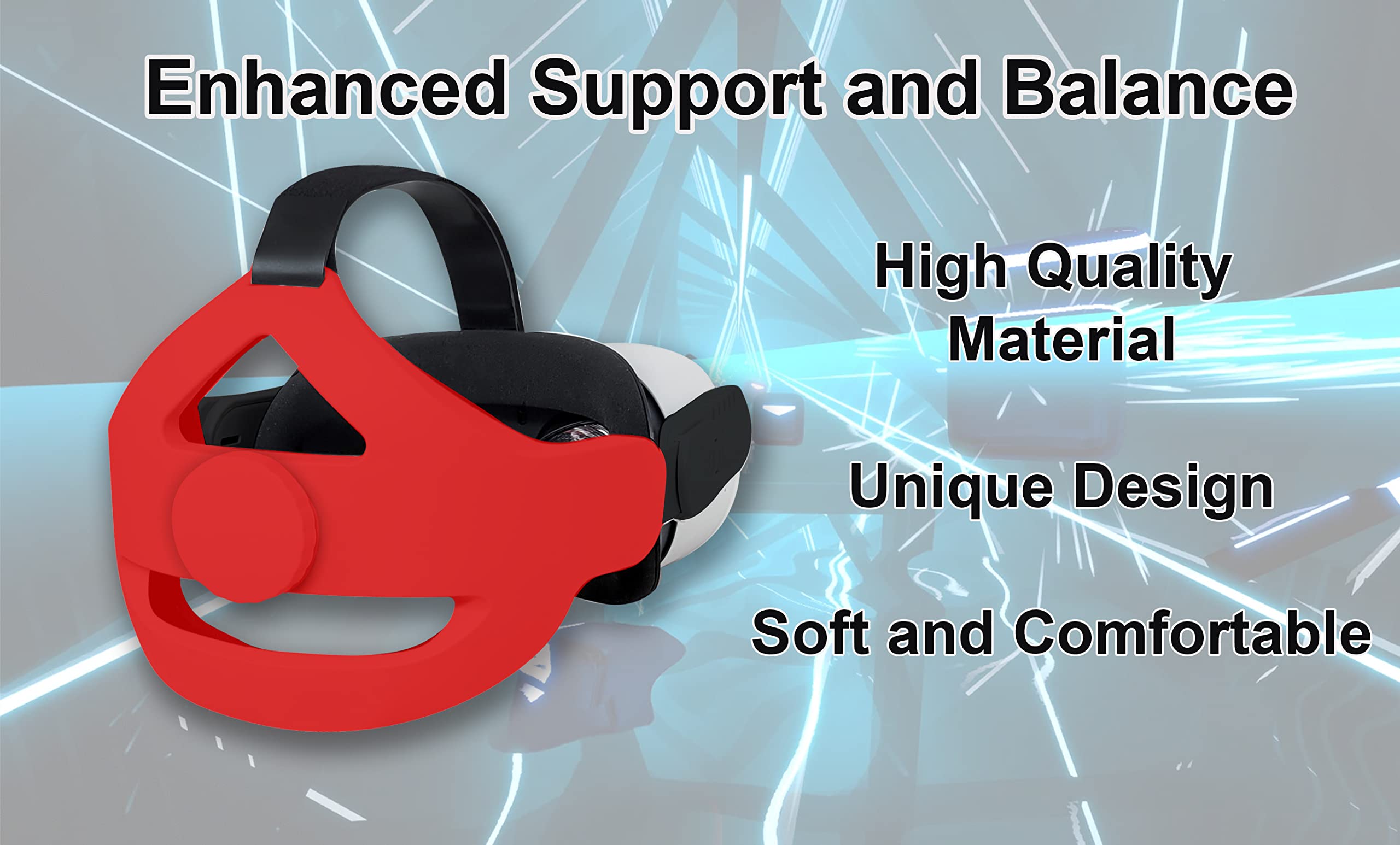 TNE Headband for Oculus Quest 2/Meta Quest 3 Headset Virtual Reality VR | Replacement Accessories for Quest 2/3 Elite Head Strap Reduce Head Pressure, Enhanced Support, Large Cushion (Red)