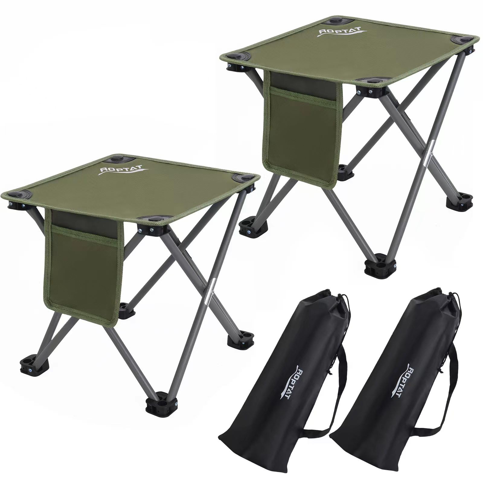 Roptat 2 Pack Camping Stool,Portable Folding Compact Lightweight Stool Seat for Camping Fishing Hiking Gardening Outdoor Walking Backpacking Travelling and Beach with Carry Bag