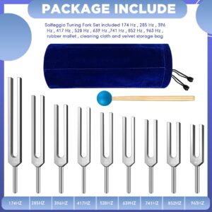 TENFLY Solfeggio Tuning Fork Set - 9 Tuning Forks Perfect for DNA Healing, Chakra, Sound Therapy, Keep Body, Mind and Spirit in Perfect Harmony.(174 Hz, 285 Hz, 396 Hz, 417 Hz, 528 Hz, 639 Hz etc)