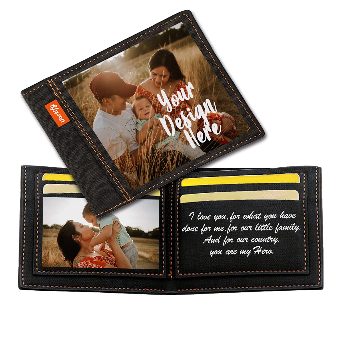 WOWTIFY Custom Photo Wallet Personalized Leather Picture Wallet for Men Father