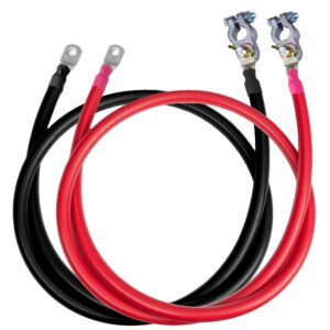 2 AWG UL 1426 Battery Cables - 35 ft Marine Grade Wire Tinned Copper Oxygen-Free Insulated - Standard PVC Wire with 2 Lugs + Terminal for Boat, Automotive, Speakers, Solar, Camper, RV & Trailers