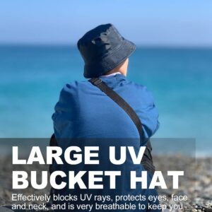 Extra Large Lightweight Bucket Sun Hat,Breathable Travel Cooling Hats,Outdoor Sun Hat for Big Heads 24.5"-25.5" Black