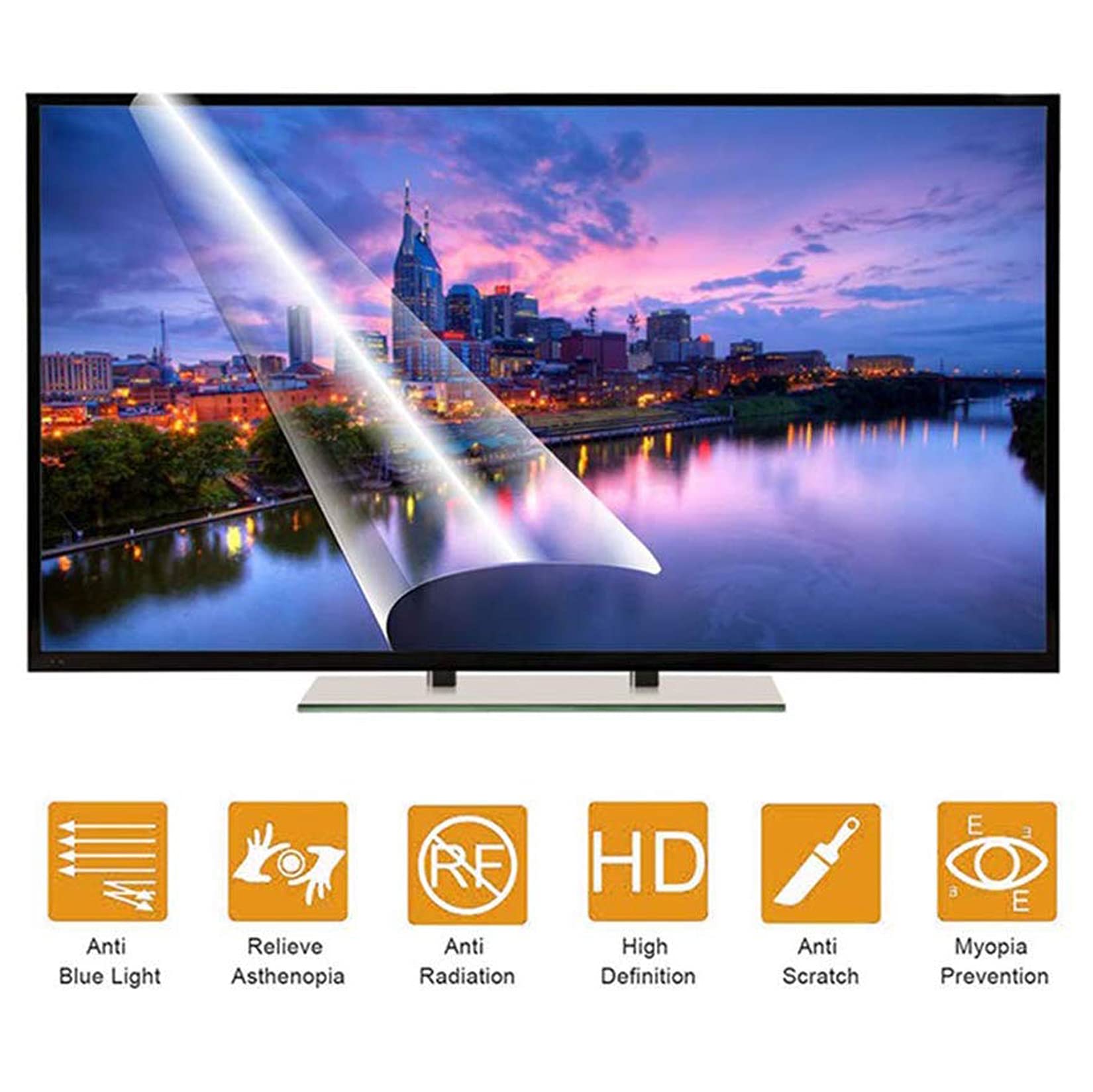 WLWLEO 70 Inch Anti Blue Light TV Screen Protector 75 Inch Anti Glare Protector Film Filter Out Harmful Light Reduce Eye Fatigue, Eye Protection,70inch/1538X869mm