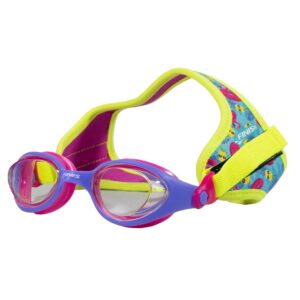 finis dragonfly goggles - kids swim goggles for ages 4-12 with uv protection, buoyant neoprene strap, and durable lenses - pvc- and latex-free - flamingo