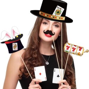 Kristin Paradise 25Pcs Casino Photo Booth Props with Stick, Las Vegas Theme Selfie Props, Poker Night Birthday Party Supplies, Gambling Blackjack Photography Backdrop Decorations