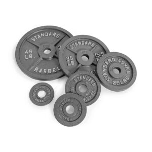 WF Athletic Supply Traditional/Classic 2-Inch Hole Solid Cast Iron Olympic Barbell Weight Plates - Great for Strength Training, Weightlifting, Bodybuilding & Powerlifting, Multiple Choices Available