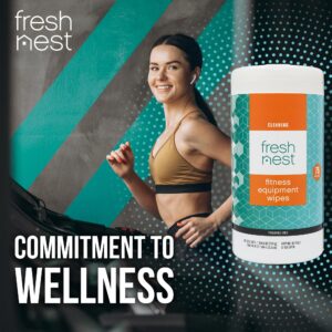 Fresh Nest Fitness Equipment Wipes - Cleaning Wipes for Yoga Mats, Pilates Studios, Gyms, Peloton & Cycle Bikes, Spas - Fragrance-Free Wipes Surface Cleaning for Home, Office, Gym 75-Count