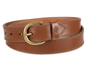 dickies women's casual double stitch belt, cognac solid, medium