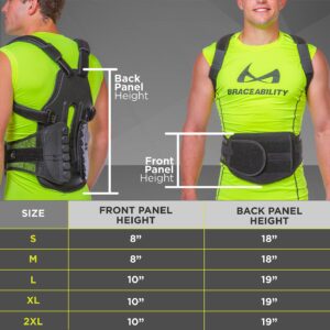 BraceAbility TLSO Full-Body Back Brace Support - Hard Turtle Shell Jacket for Thoracic Kyphosis, Parkinson's Disease, Fractured Spine, Scoliosis, Postural Correction, Post-Surgery Recovery (Large)