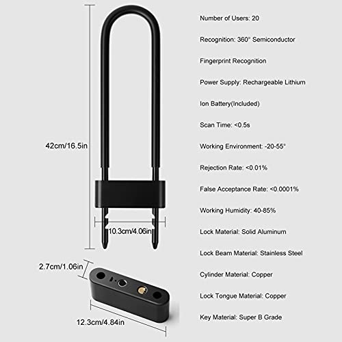 Theft U Lock, Aluminum Alloy Material, U‑Shaped Lock, Shops for Offices Houses Companies