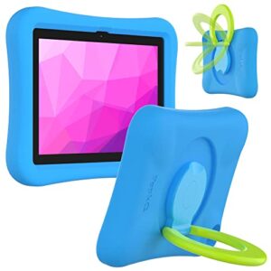 pepkoo kids case for fire hd 8/hd 8 plus tablet, 10th generation 2020 release, light weight flexible shockproof cover with foldable handle kickstand for amazon kindle fire hd 8/8 plus 10th gen, blue