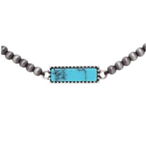 PammyJ Western Navajo Turquoise Choker Necklace,13" + 3" ext