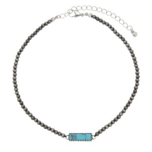 PammyJ Western Navajo Turquoise Choker Necklace,13" + 3" ext