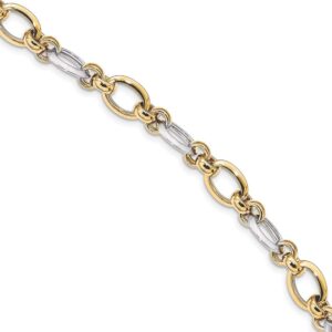 14K Two-tone Polsihed Fancy Link Bracelet 7.75in 8.2mm style SF2388-7.75