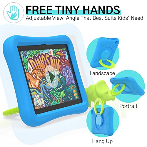 PEPKOO Kids Case for Fire HD 8/HD 8 Plus Tablet, 10th Generation 2020 Release, Light Weight Flexible Shockproof Cover with Foldable Handle Kickstand for Amazon Kindle Fire HD 8/8 Plus 10th Gen, Blue