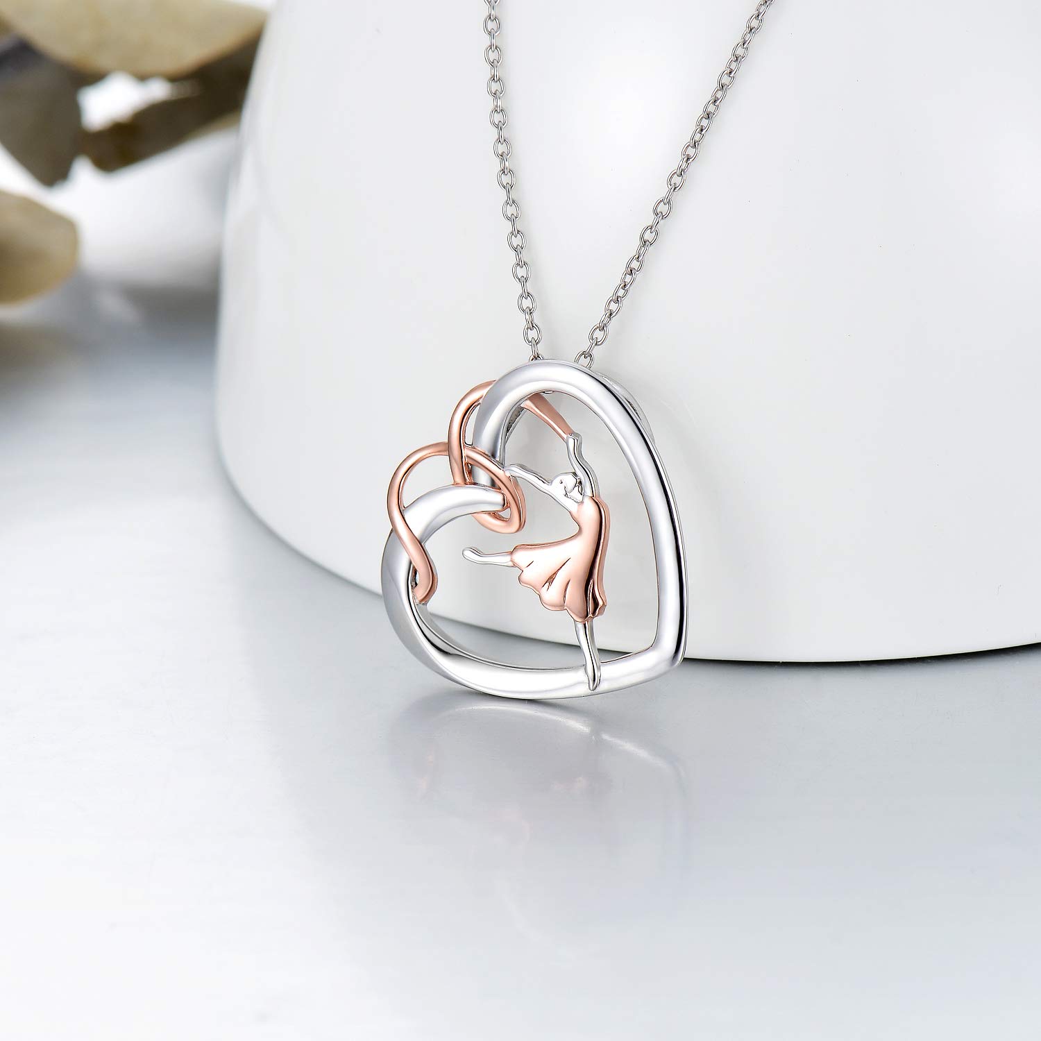 MEIDERBO 925 Sterling Silver Ballet Dancer Necklace Ballerina Dancing Pendant Necklace Gymnastics Ballet Jewelry Gifts for Women Dance Lovers