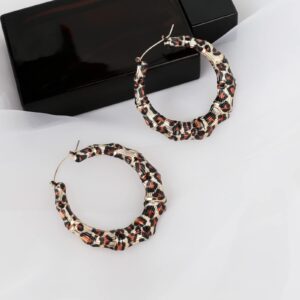 VOYOMI Leopard Hoop Earrings for Women - Large Statement Geometric Circle Earrings,Drop Dangle Earrings Fashion Jewelry for Girls, Great as Gifts (Leopard Large)