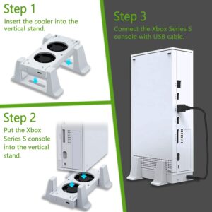 Mcbazel Vertical Stand with Cooling Fan for Xbox Series S, Romovable Cooler System with Extra 2 USB Ports for Xbox Series S Console - White (NOT for Xbox Series X/Xbox One S)