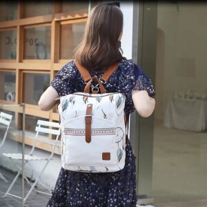 Backpack Purse Women Ladies Fashion Casual Lightweight Shoulder Bag Travel Daypack (Feather Beige)