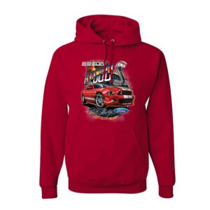 wild custom apparel Red Speedster Shelby G.T. 500 Cobra Classic Ford Mustang Shelby Licensed Official Mens Hoodies, Red, 5XL