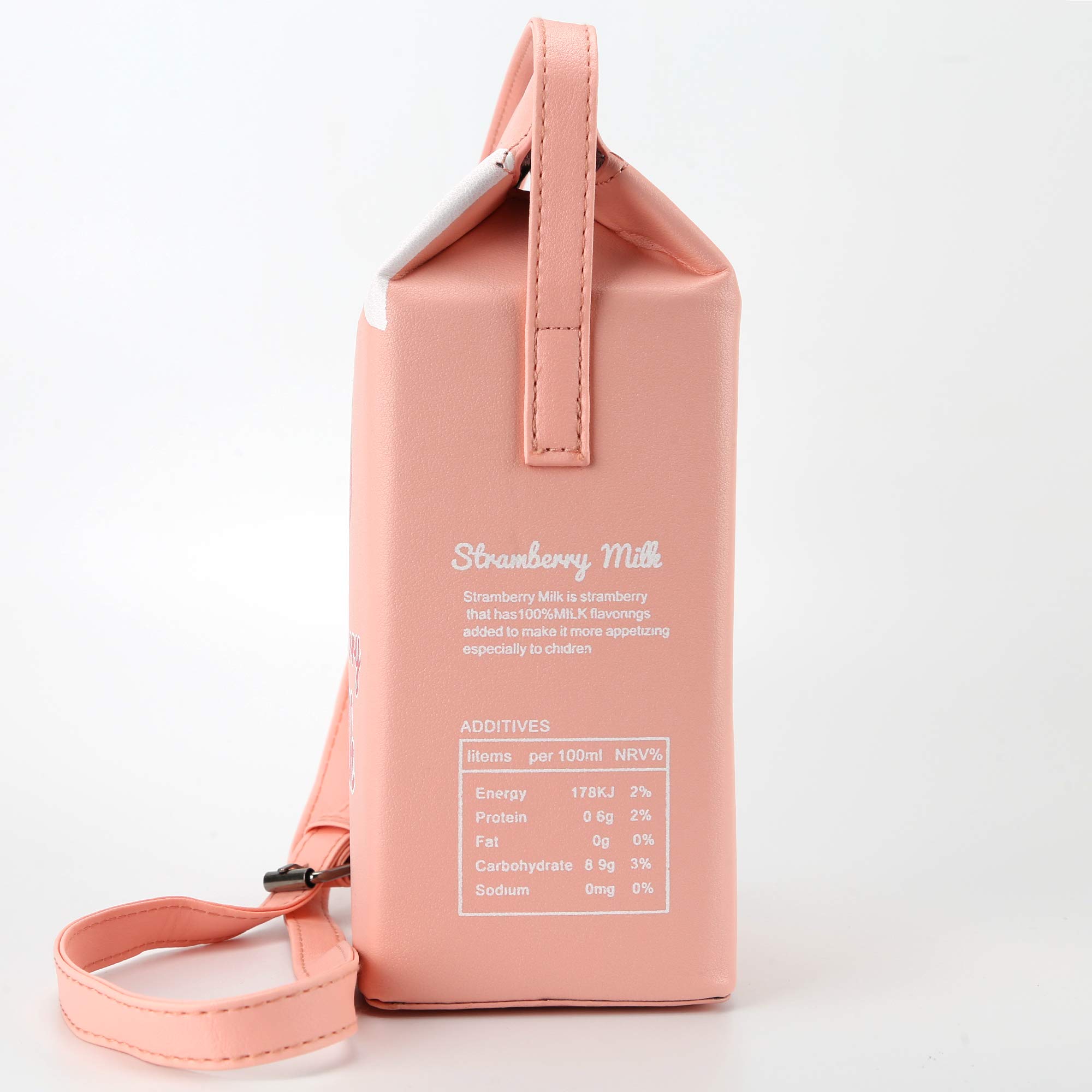 Ondeam Cute Strawberry Milk Box CrossBody Purse Bag,PU Phone Shoulder Wallet for Women Girl