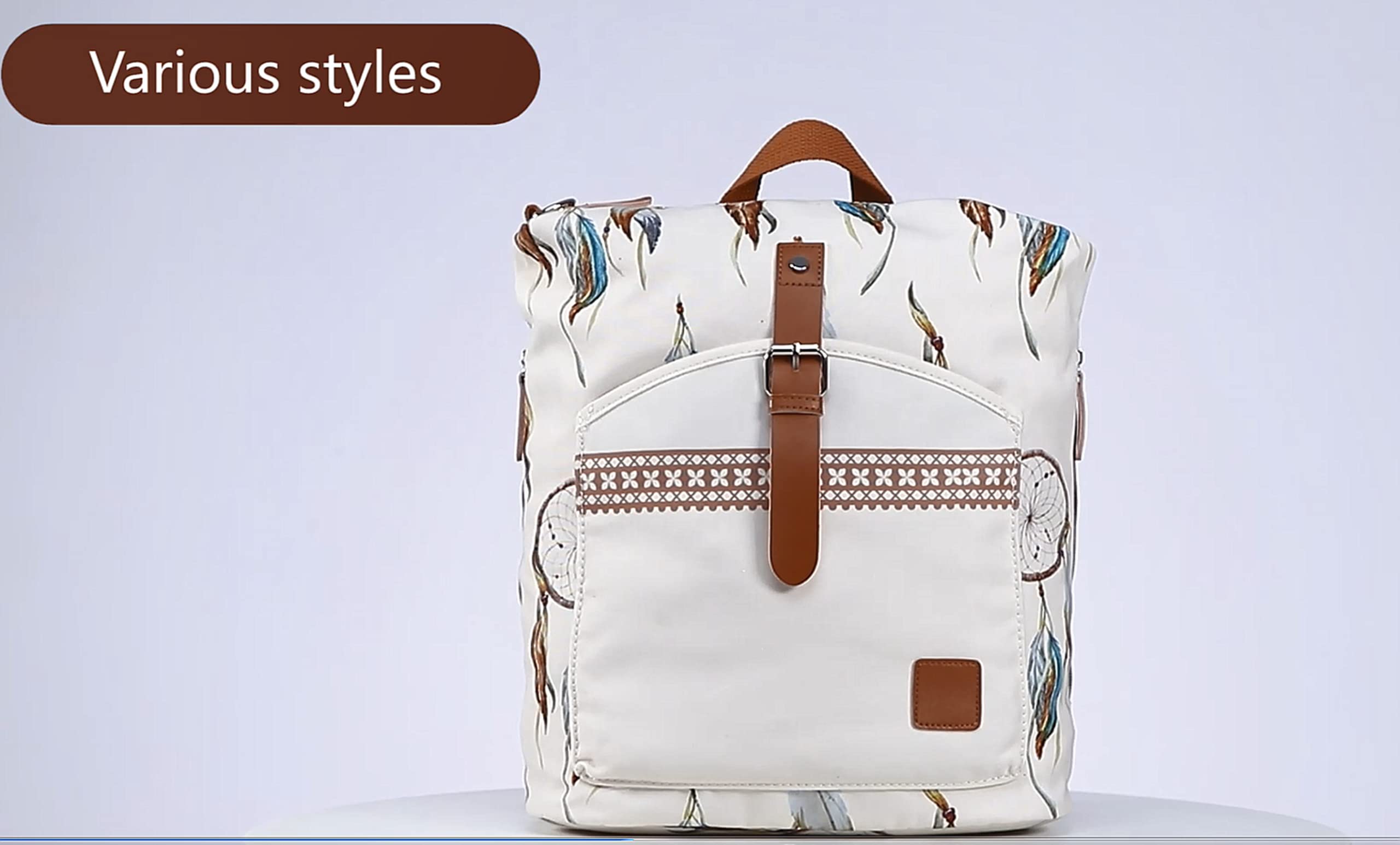 Backpack Purse Women Ladies Fashion Casual Lightweight Shoulder Bag Travel Daypack (Feather Beige)