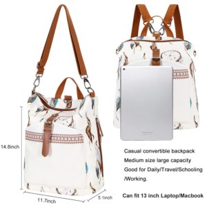 Backpack Purse Women Ladies Fashion Casual Lightweight Shoulder Bag Travel Daypack (Feather Beige)