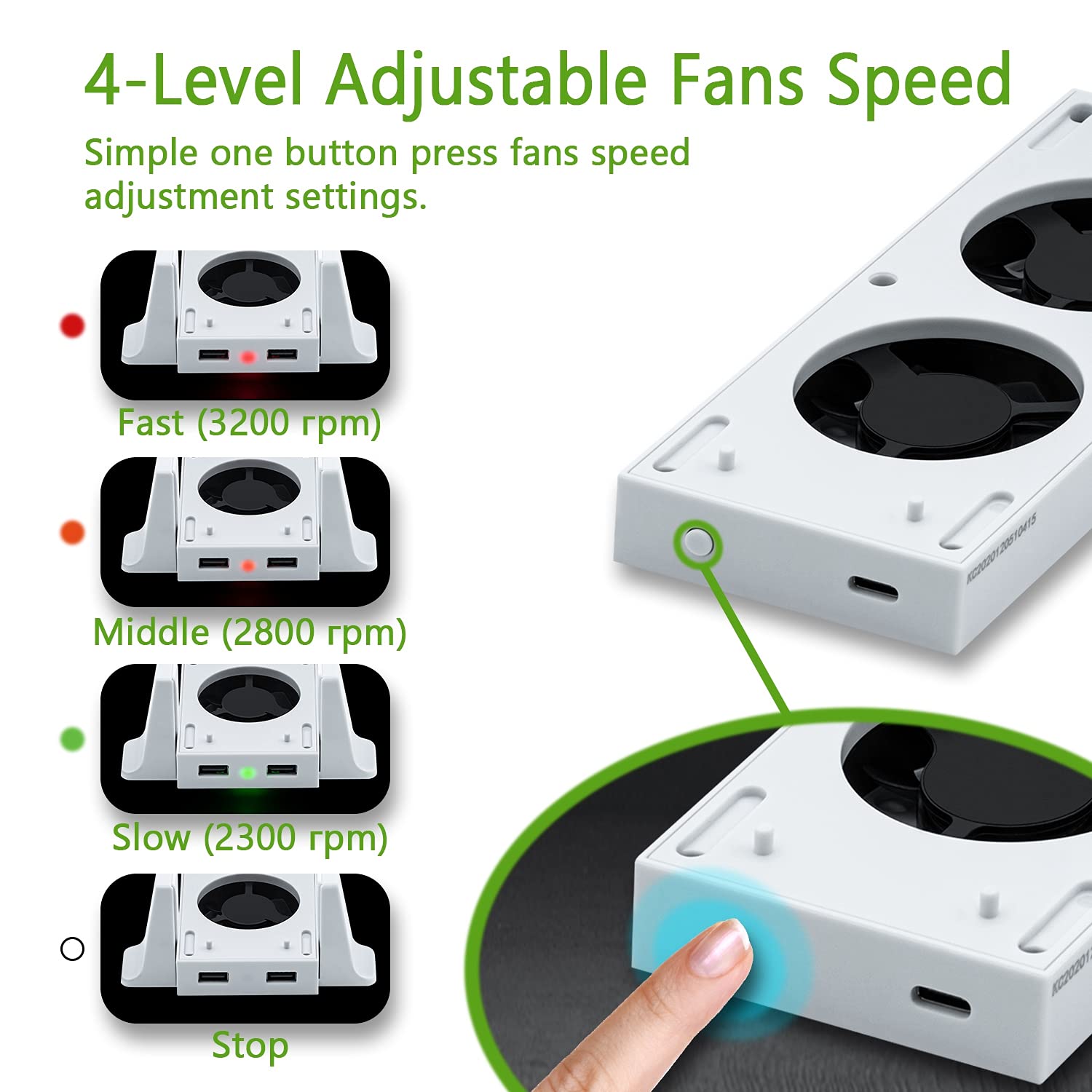 Mcbazel Vertical Stand with Cooling Fan for Xbox Series S, Romovable Cooler System with Extra 2 USB Ports for Xbox Series S Console - White (NOT for Xbox Series X/Xbox One S)