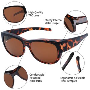 URUMQI Polarized Sunglasses Fit Over Glasses for Women, Trendy Cat Eye Sunglasses UV400 Protection Lens Flexible TR90 Frame