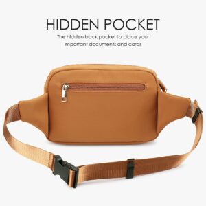 ZORFIN Fanny Packs for Women Men, Belt Bag with 5 Zipper Pockets, Fashion Waist Pack Crossbody Bag with Adjustable Belt for Travel/Shopping/Hiking/Running/Cycling (Brown)