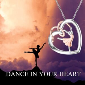 MEIDERBO 925 Sterling Silver Ballet Dancer Necklace Ballerina Dancing Pendant Necklace Gymnastics Ballet Jewelry Gifts for Women Dance Lovers