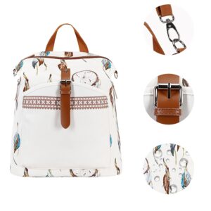 Backpack Purse Women Ladies Fashion Casual Lightweight Shoulder Bag Travel Daypack (Feather Beige)