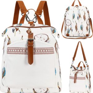 Backpack Purse Women Ladies Fashion Casual Lightweight Shoulder Bag Travel Daypack (Feather Beige)