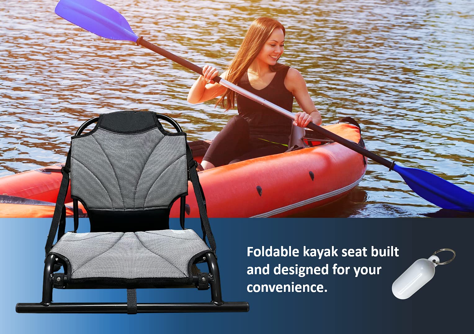 Pactrade Marine Adjustable Straps Black Gray Textilene Mesh Fabric Upright Deluxe Lightweight Kayak Seat Foldable Canoe Cushion Aluminum Frame Sit On Top Fishing Canoeing Boating Kayaking Rafting