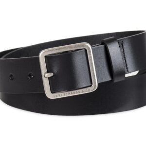 Levi's Women's Casual Square Center Bar Buckle Belt, Black Elevated, Medium