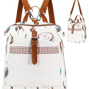 Backpack Purse Women Ladies Fashion Casual Lightweight Shoulder Bag Travel Daypack (Feather Beige)