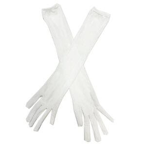 KKmeter Women's Seamless Nylon Mesh Ultra-thin Sheer Opera Length Glove Mittens (White)