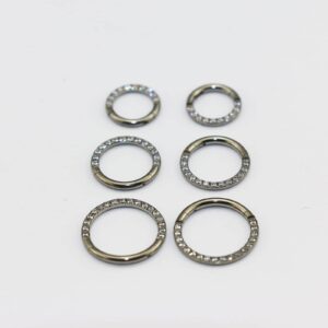 Tiremat 1PC 6mm G23 Titanium Body Piercing Rings for Nose Ear Lip Septum Conch Daith Lobe Helix Tragus Cartilage,16G,Hinged Clicker Segment Hoop with CZ paved