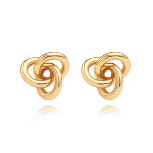 pernnla pearl 18k gold love knot stud earrings for women minimalist cute small stud earrings dainty twist woven post earrings for women jewelry