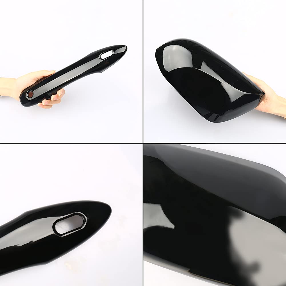 sportuli Black Side Door Mirror Caps + Door Handle Covers Replace for 2018 2019 2020 2021 2022 2023 2024 Toyota Camry Accessories, with Smart Key Holes (Black)