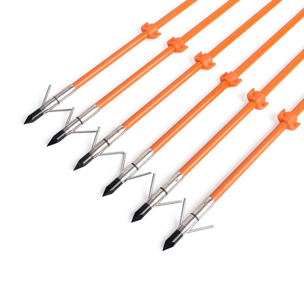 Bowfishing Arrows 34inch Solid Fiberglass Shaft with Broadhead for Compound Bow Recurve Bow Fishing Arrow Archery Hunting (Pack of 6)