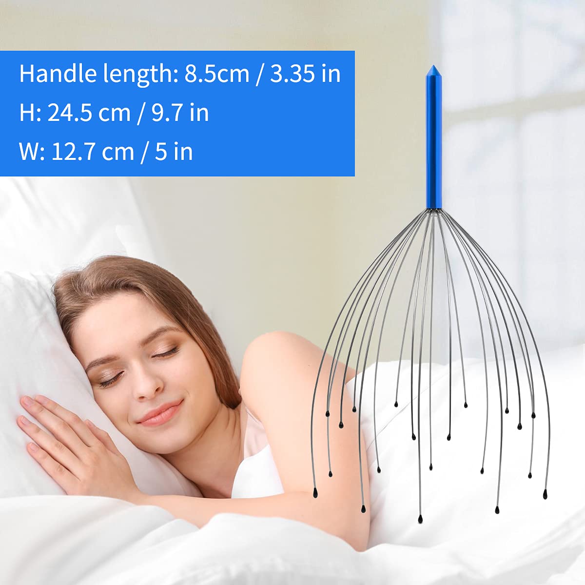 Klsazoci 2 Pack Scalp Massager, 20 Fingers Head Massager, Handheld Head Scratcher, Scalp Scratcher, Head Massage Tingler for Deep Relaxation, Hair Growth and Stress Relief (Purple and Blue)