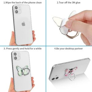 LSL Cute Butterfly Cell Phone Ring Holder 360°Rotation Metal Finger Stand Kickstand Universal Compatible with iPhone Samsung Galaxy LG Google Pixel iPad Three Pack Green Pink Purple Pretty Butterfly