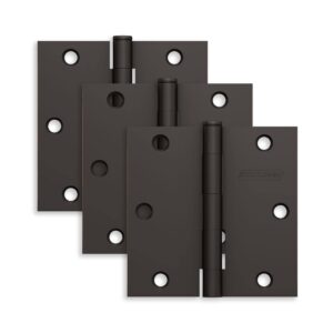 schlage 3.5" door hinge with square corner in aged bronze (3-pack)