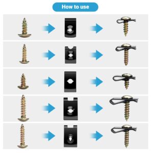 KCRTEK 170Pcs Automotive Screws and Clips Assortment Kit,9 Size U Clips with Screws foror Dash Door Panel Interior SAE