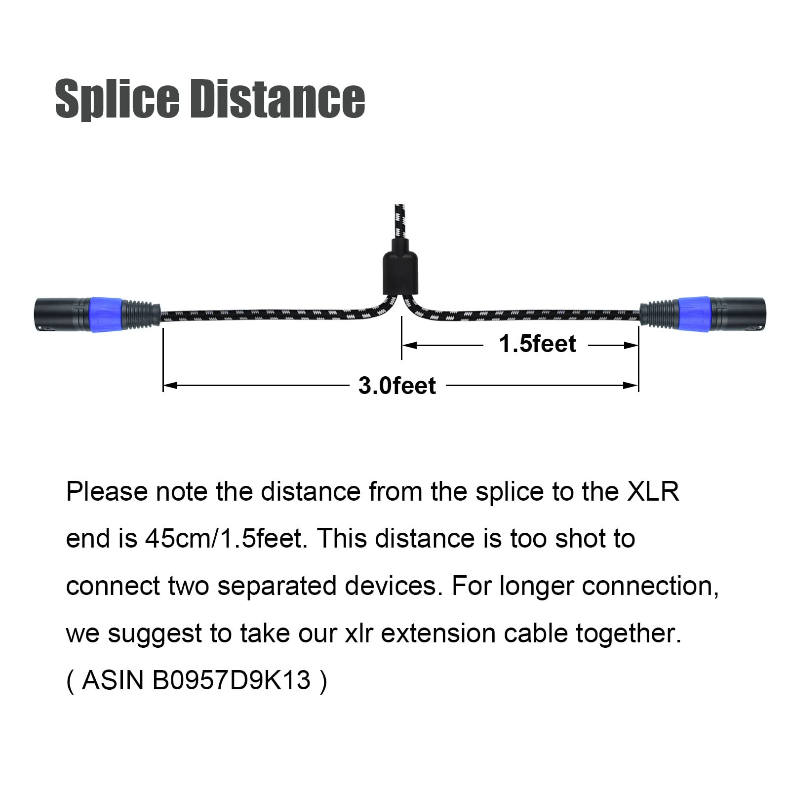 Mugteeve XLR Y Splitter 1 Female to 2 Male, 5 Feet Microphone XLR Breakout Cable Balanced Left and Right Dual Male to Single Female, Nylon Braided Heavy Duty, Noise Free, for Mixer/Speaker/MIC