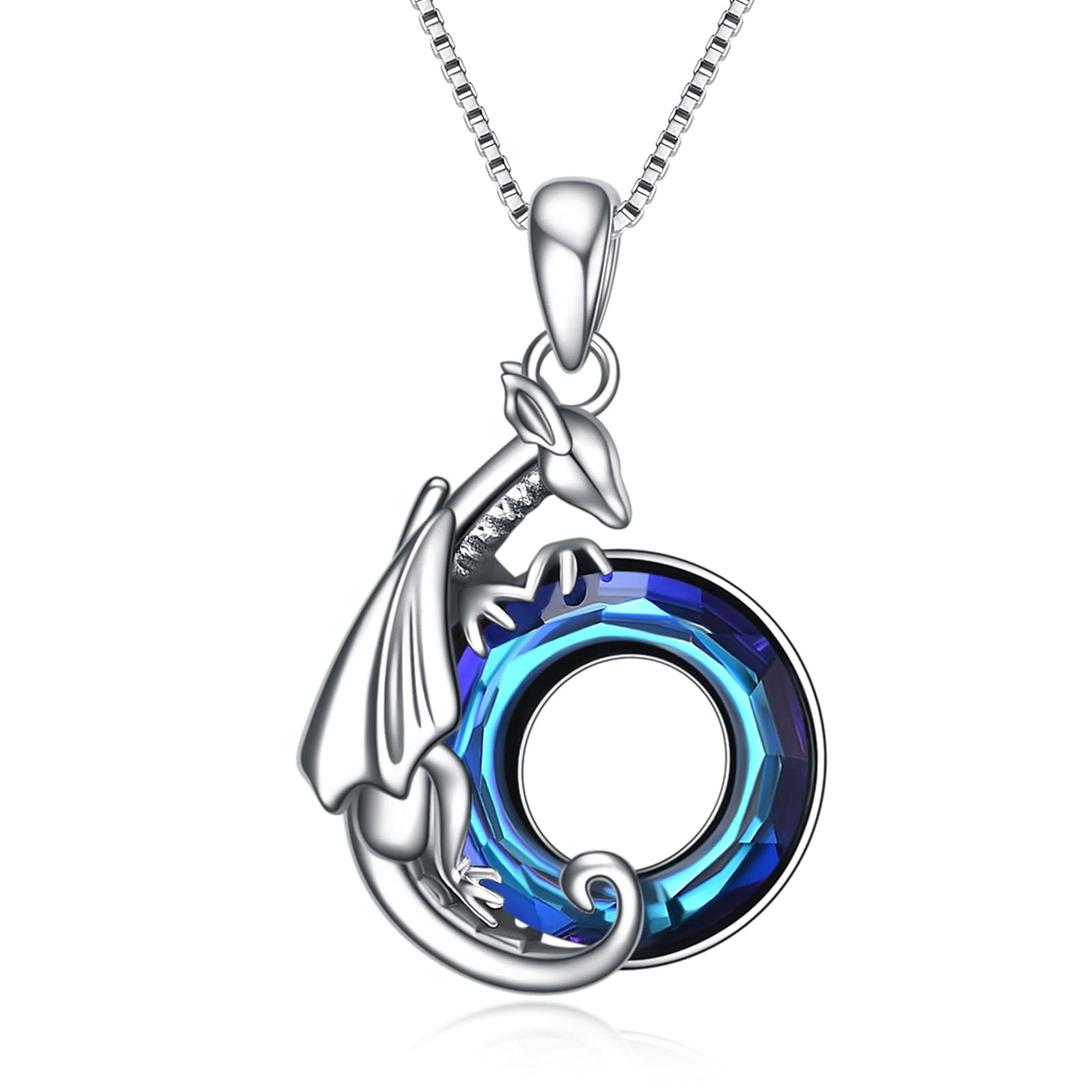 SHEAISRS Wreathe Moon Pendant Necklace 925 Sterling Silver Gift for Boyfriend Dad Brother