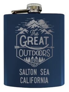 salton sea california laser engraved explore the outdoors souvenir 7 oz stainless steel 7 oz flask navy