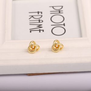 PERNNLA PEARL 18K Gold Love Knot Stud Earrings for Women Minimalist Cute Small Stud Earrings Dainty Twist Woven Post Earrings for Women Jewelry