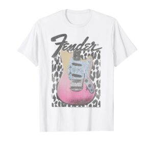 fender grunge cheetah print electric guitar t-shirt